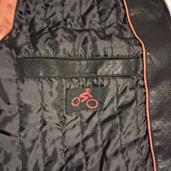 Men's Black Faux Leather Jacket with Striped Sleeves Size XL - Picture 13 of 16